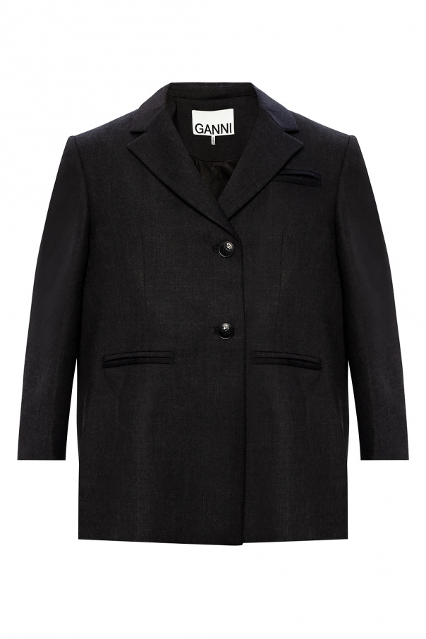 Ganni Wool-trimmed blazer